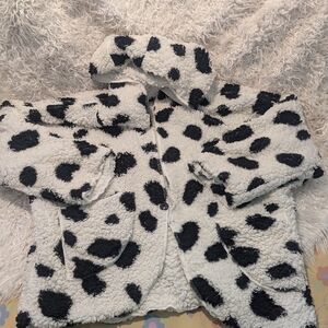 Cozy Black & White Polka Dot Teddy Jacket